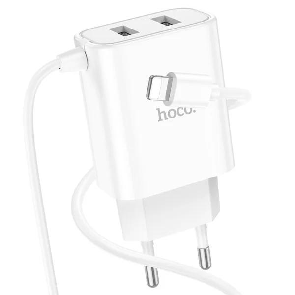 Incarcator de retea Hoco C103A Courser + Cablu Lightning [White]